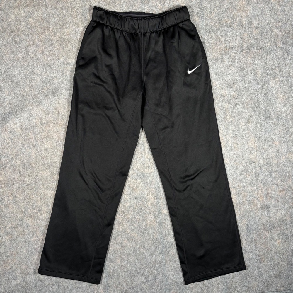 Nike Dri Fit Black Fleece Therma Track Training Sweatpants Wide Leg Girls XL